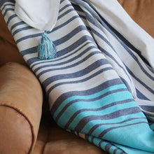 Load image into Gallery viewer, HANDWOVEN THROW BLANKET – TEAL